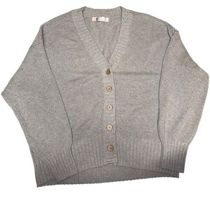 Free People Gray Cardigan Sweater V-Neck Ribbed